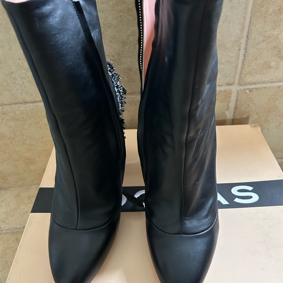 Rare Rochas boots high hill 4 inch black leather - Picture 2 of 11